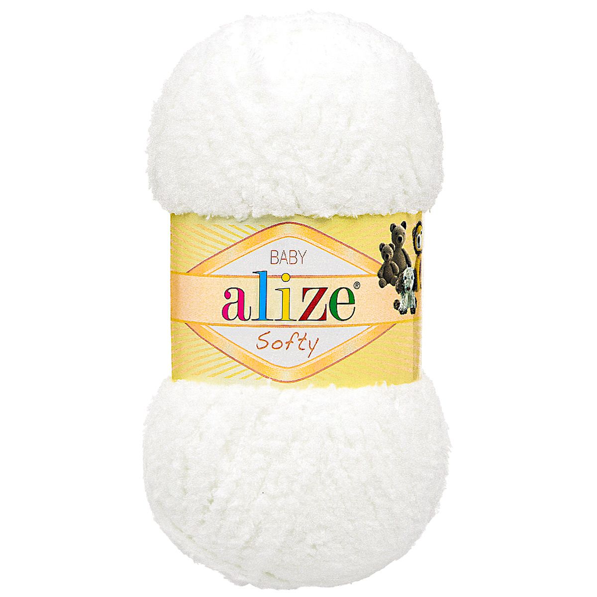 Пряжа для вязания Alize softy 50 гр 115 м микрополиэстер мягкая фантазийная 55 белый 5 мотков - фото 4