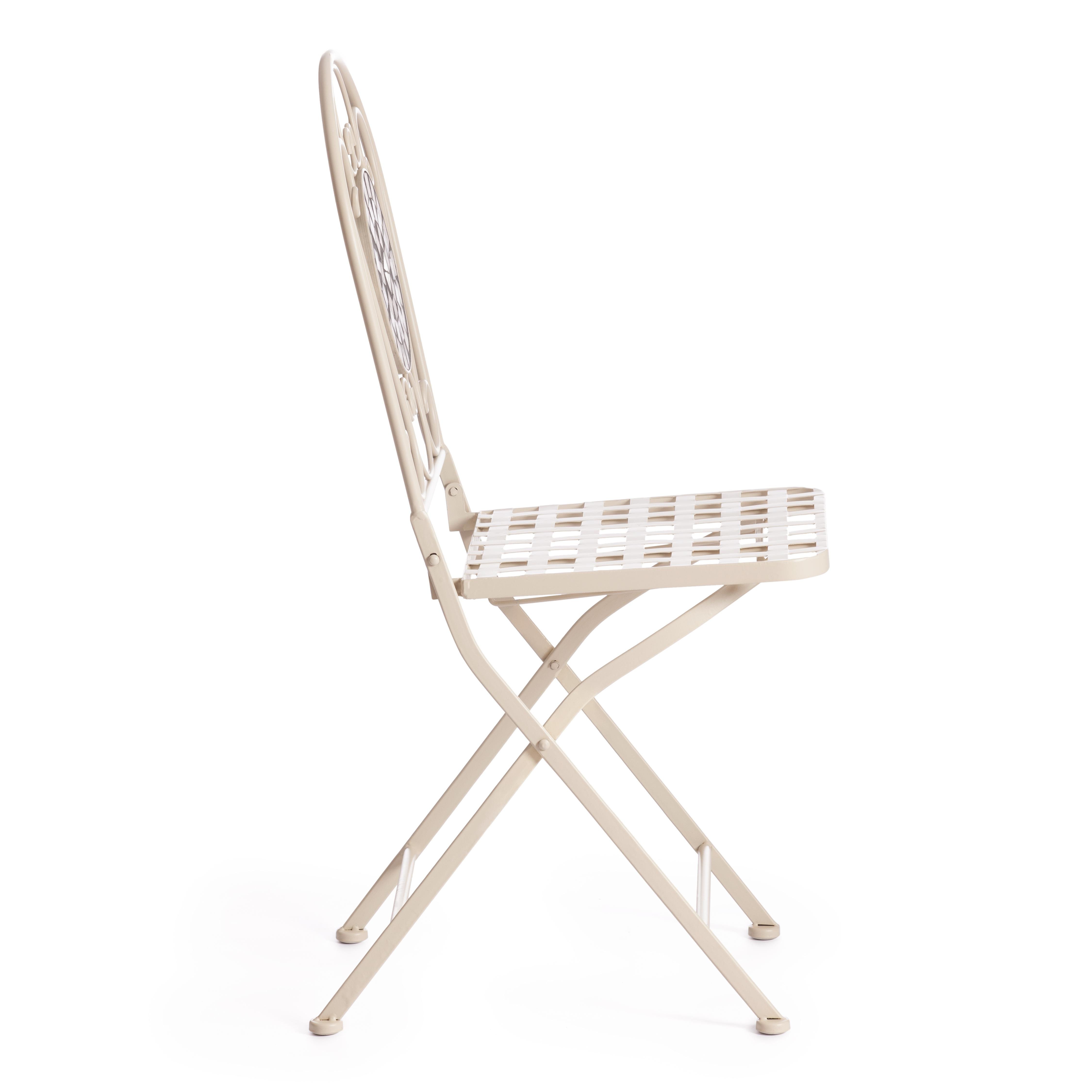 Комплект садовых стульев TETCHAIR Виченза, складные, металл, 36х35х91см, белый/плитка "калейдоскоп" - фото 8