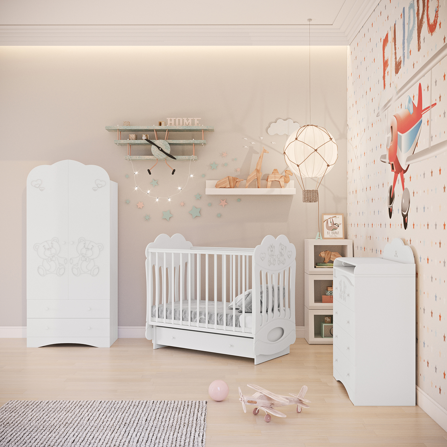 Комод ЛЕЛЬ Baby Sleep Мишки с пеленальным столиком Белый - фото 2