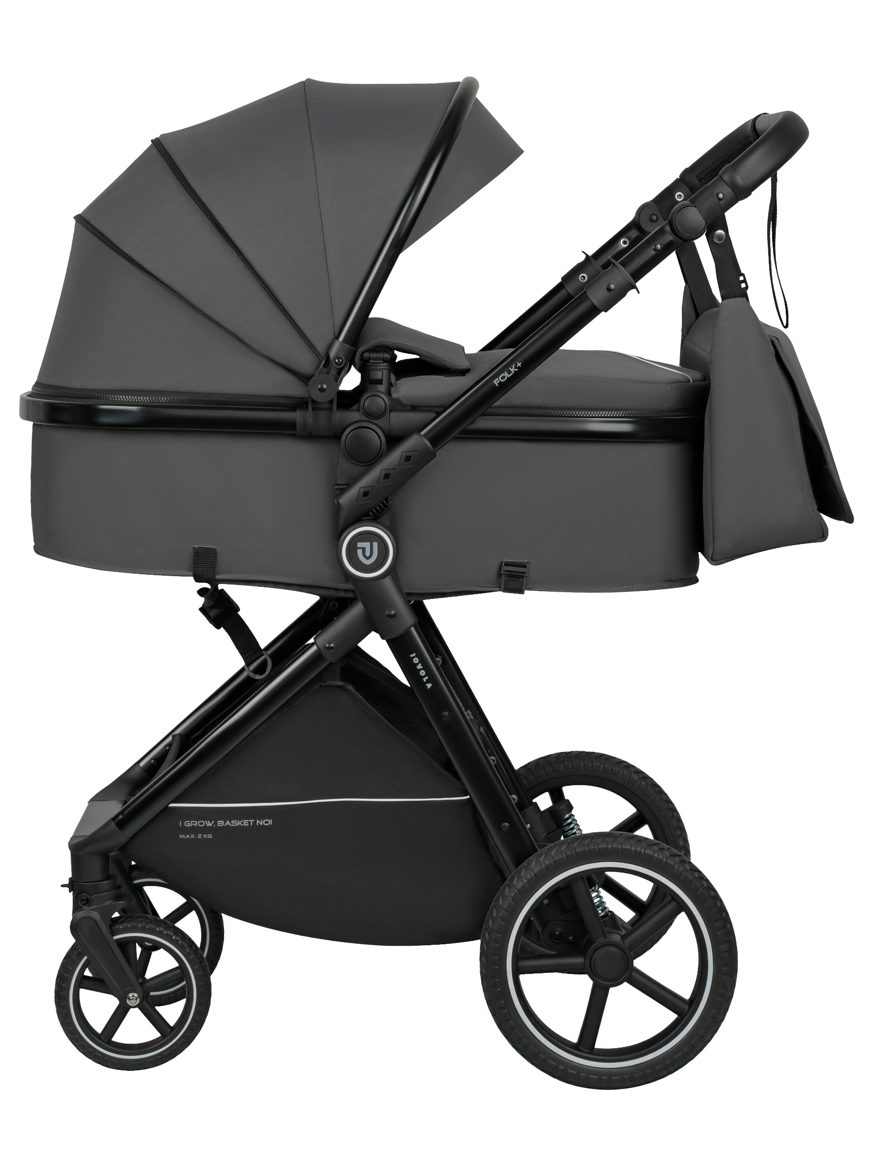 Коляска трансформер JOVOLA Folk+ 3в1 серый - фото 14