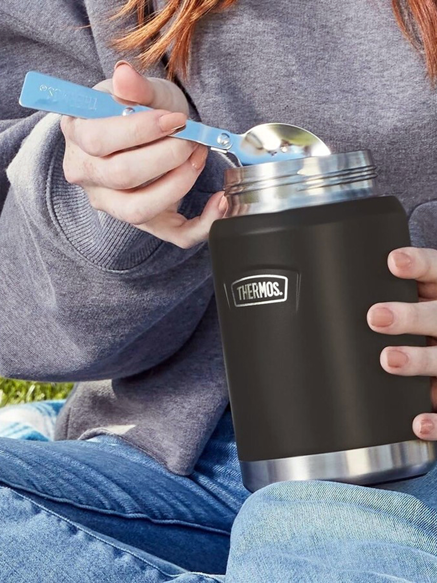 Термос для еды супа 710 мл с ложкой THERMOS ICON-301 гранитный – нержавеющая сталь герметичный тепло/холод 14/24 часа - фото 17