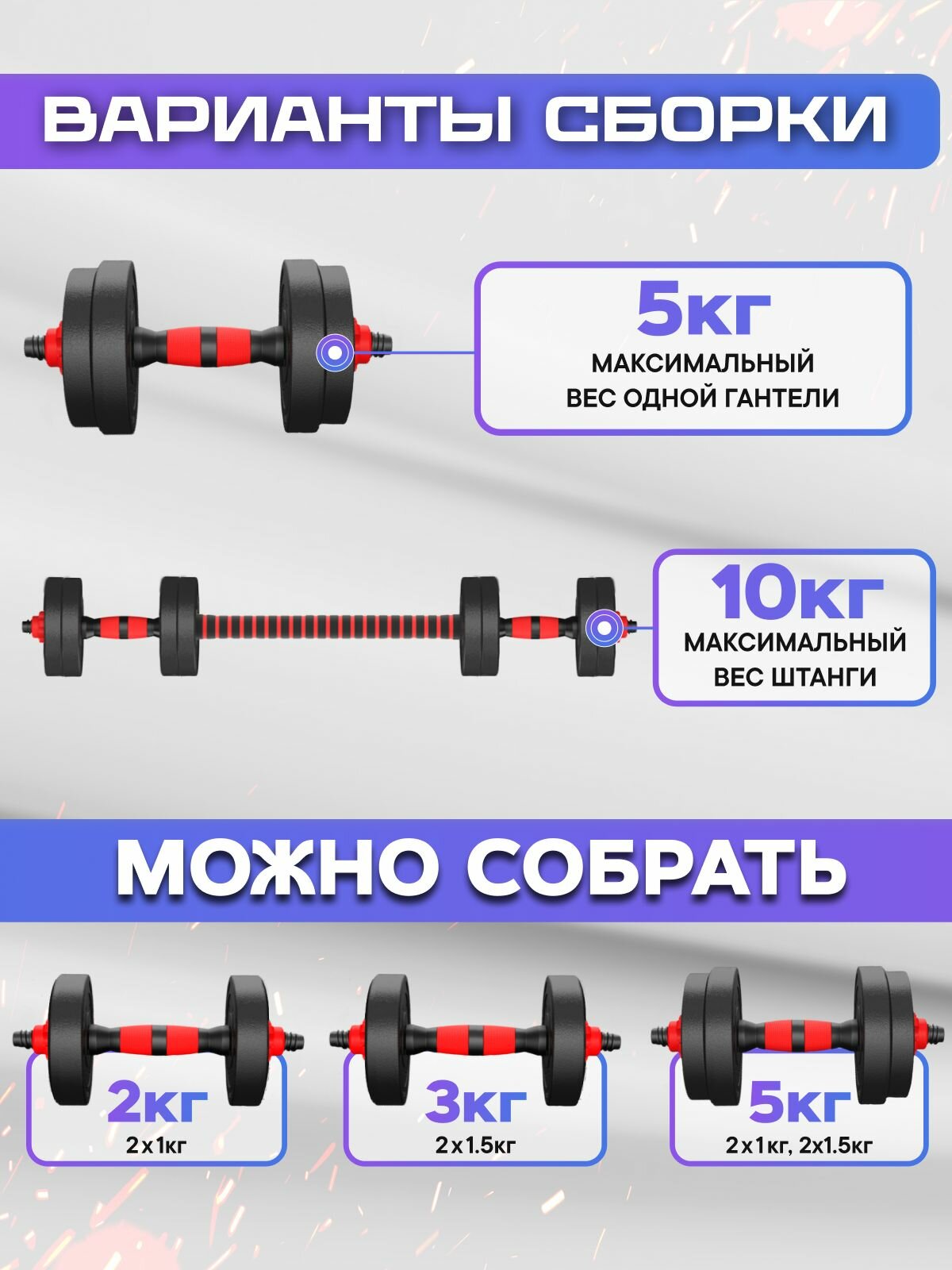 Набор блинов с грифом БлинДаГриф Гантель 5кг 2шт - фото 3