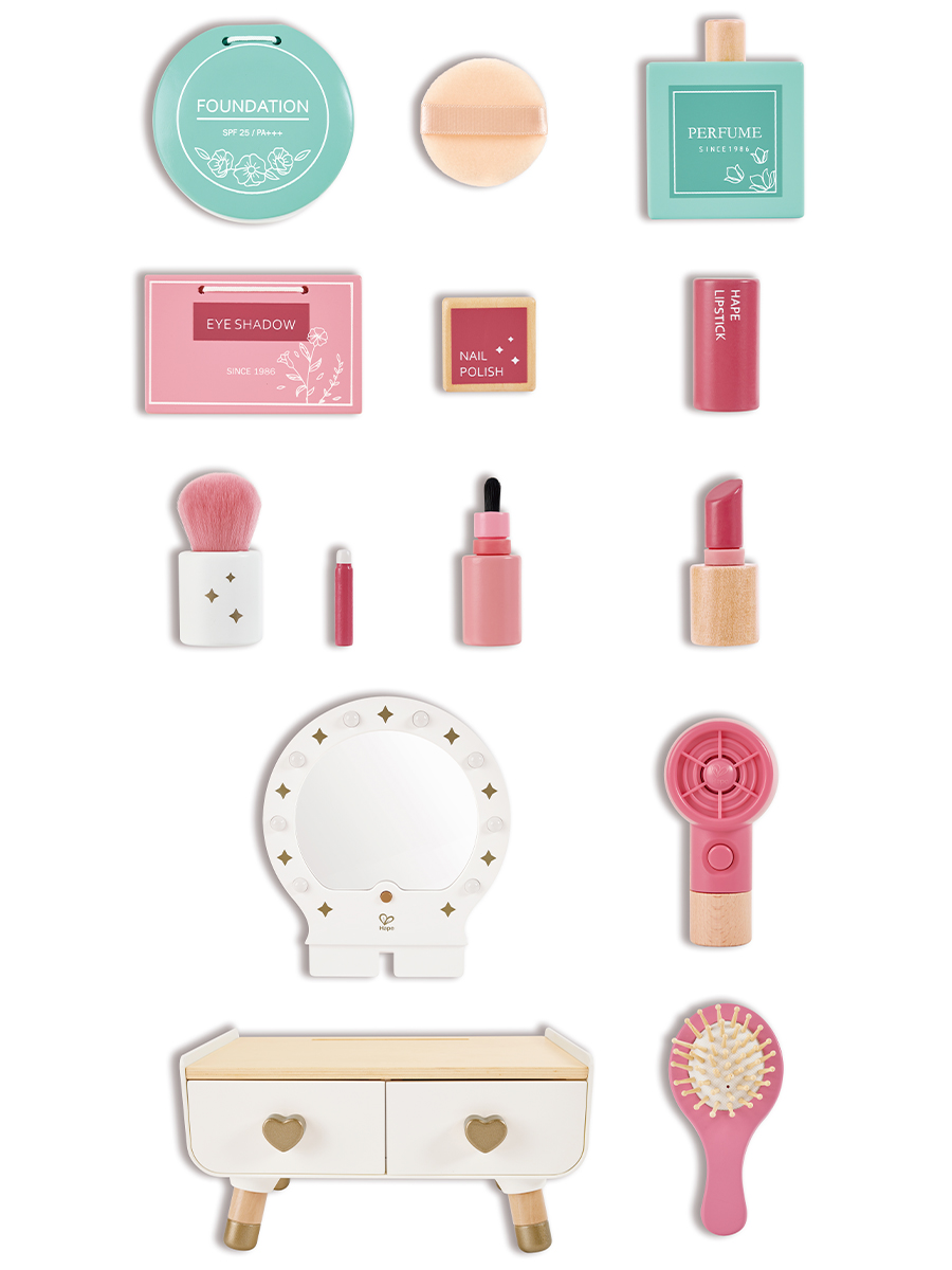 Игрушка Hape туалетный столик, фен, косметика - фото 12