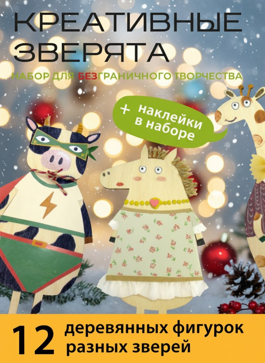 Набор для творчества HappyLine аппликация Креативные Зверята - фото 1