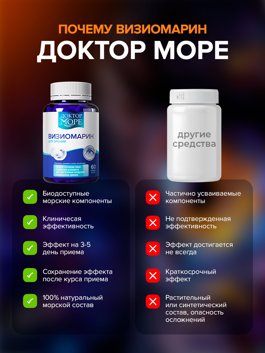Визиомарин Доктор Море Комплексная поддержка зрения 60 капсул - фото 7