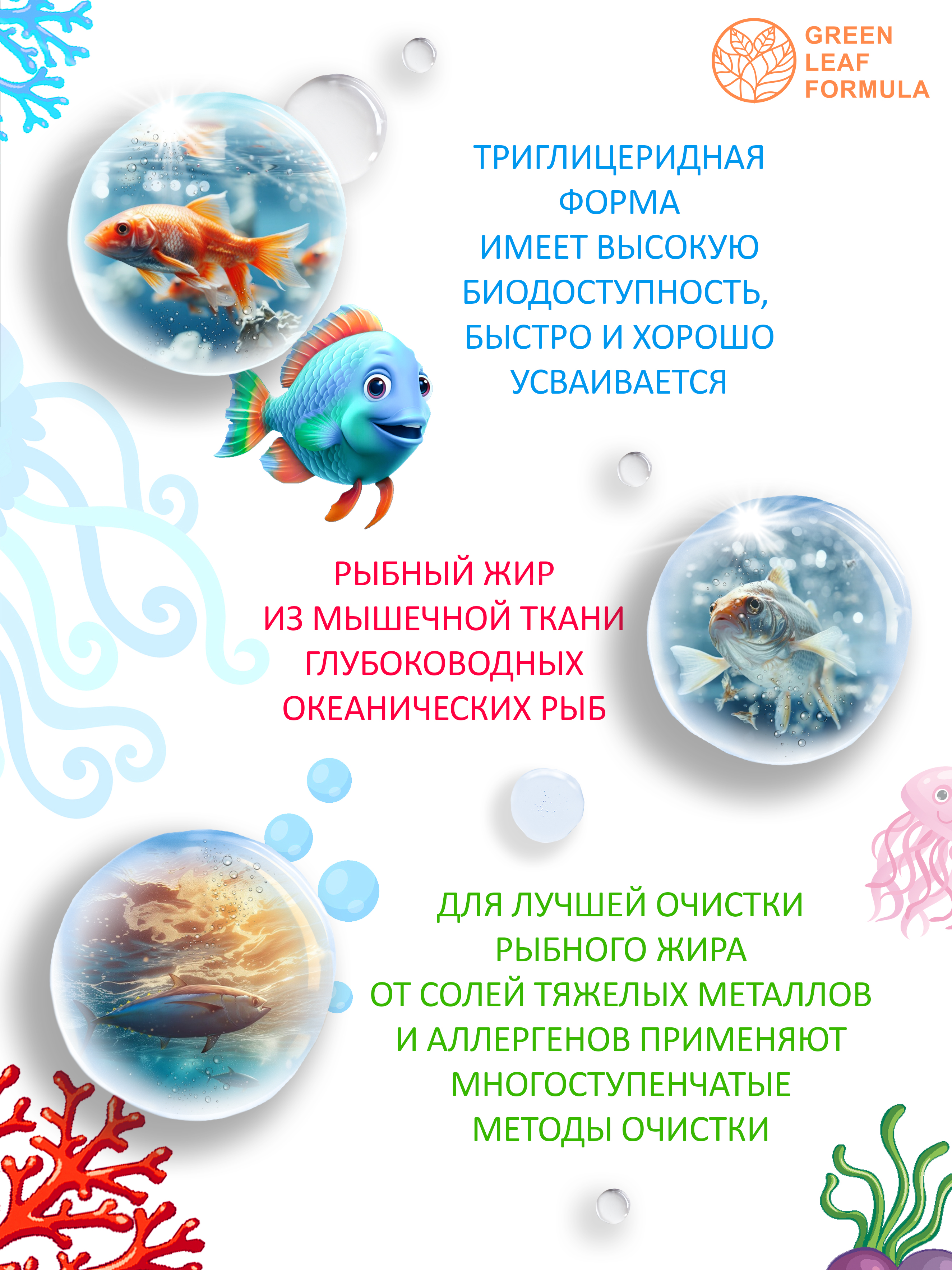 Омега 3 рыбный жир Green Leaf Formula витамины для детей от 3 лет со вкусом клубники 120 капсул - фото 4