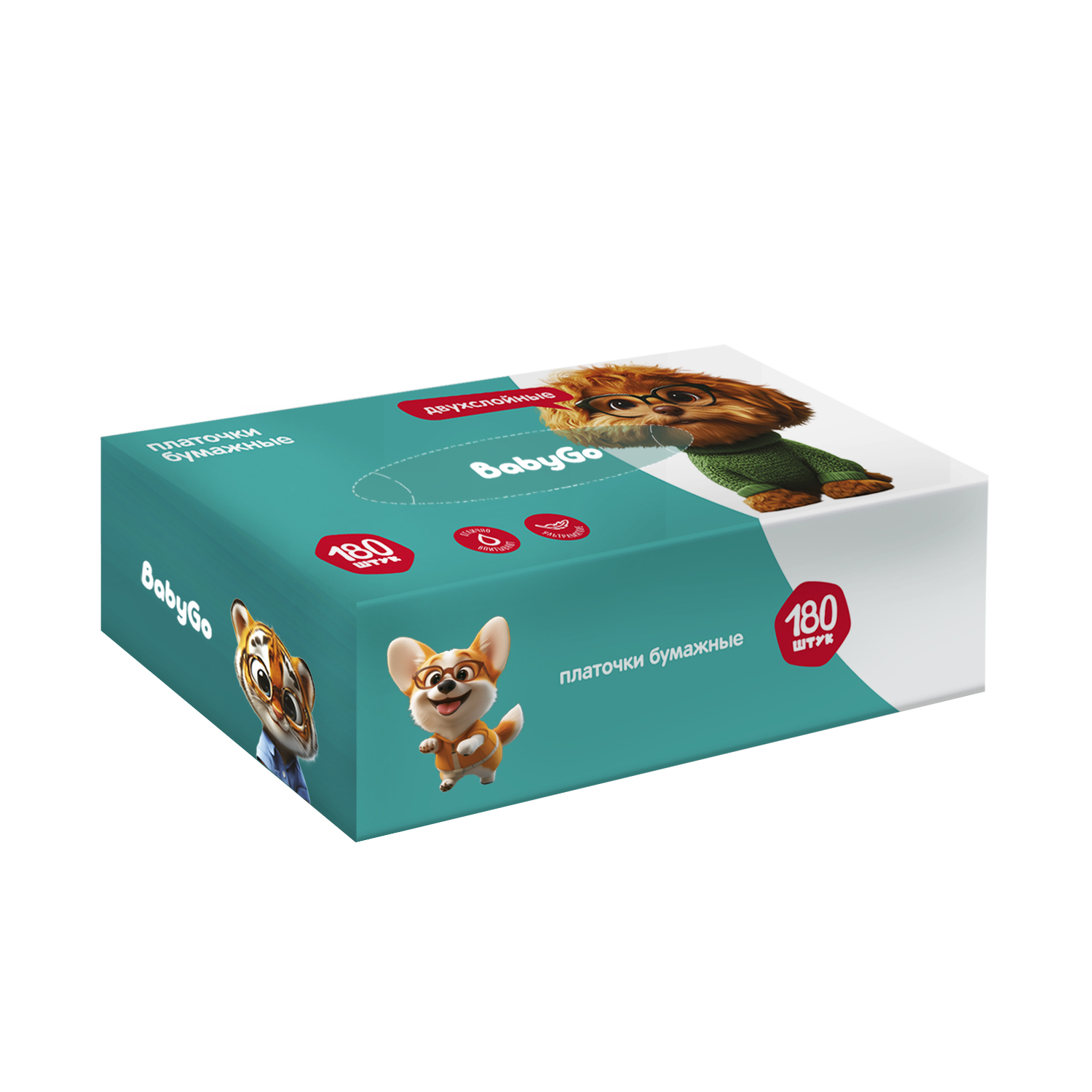 Бумажные салфетки BabyGo 180 шт. - фото 1