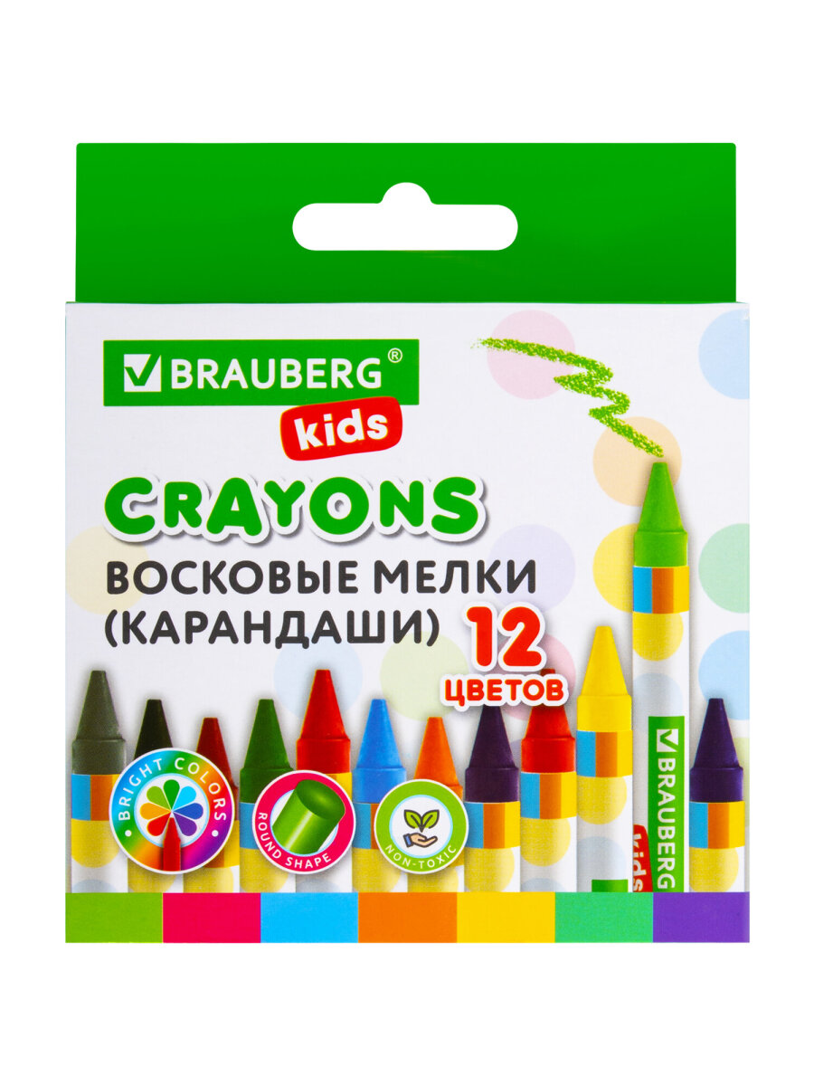 Восковые мелки Brauberg 12 шт. - фото 9