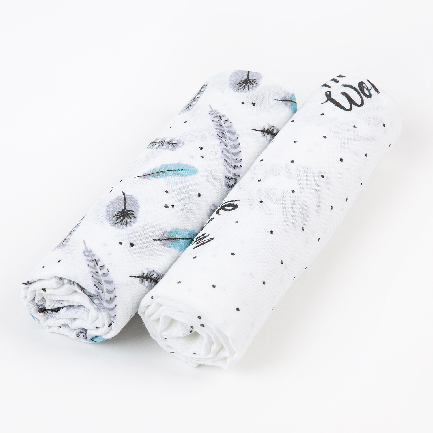 Пелёнка inlovery Буквы/перышки муслин 130x90 см 2 шт. - фото 10