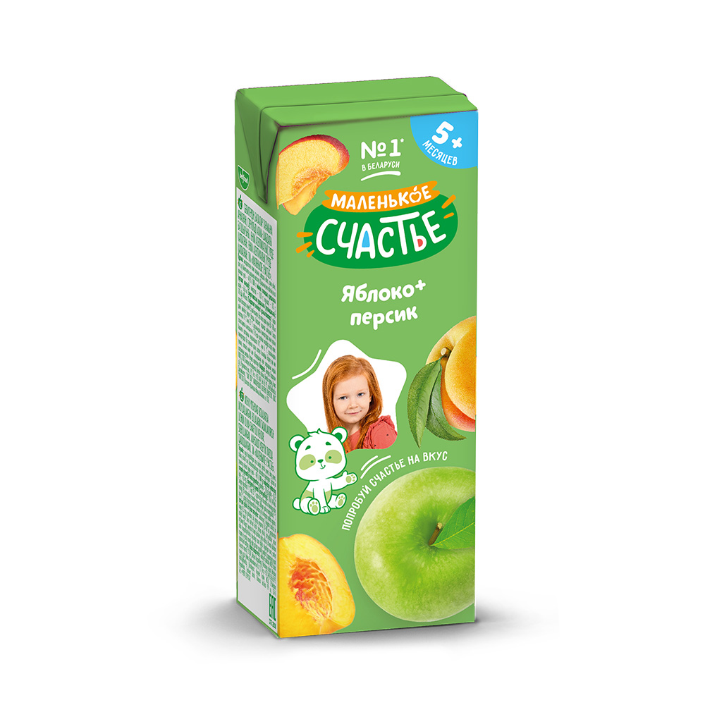 Нектар Маленькое счастье Яблоко-персик с 5 мес 0.2 л - фото 1