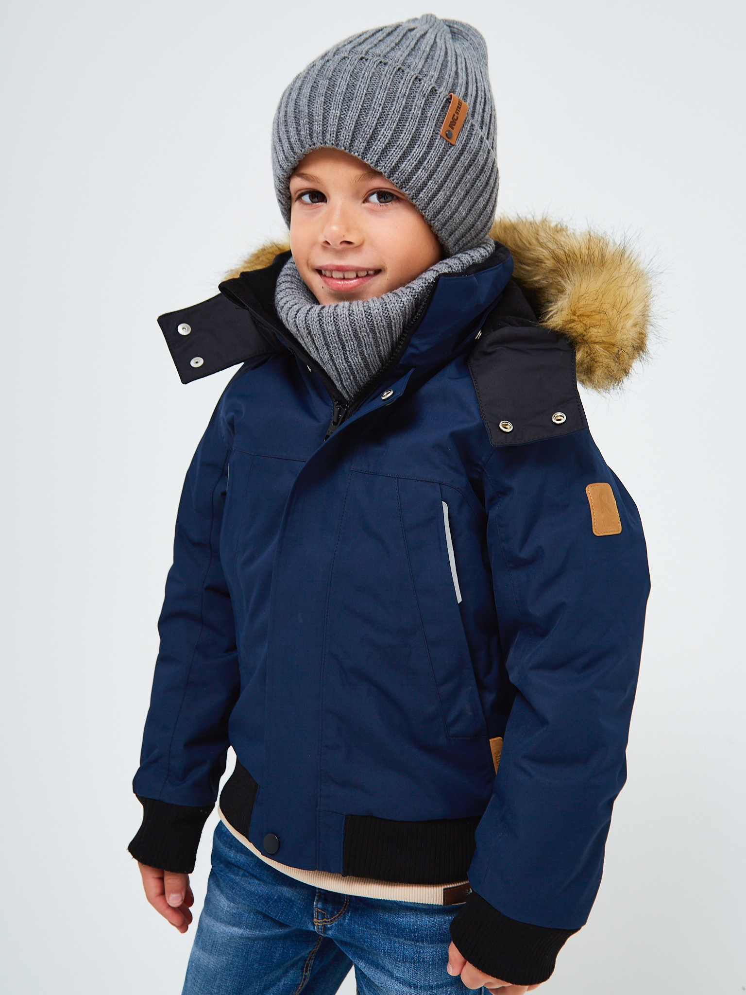 Шапка и снуд NYCkids NYC-H-104-GplainW-DgreyB - фото 11
