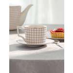 Чайная пара DeNASTIA «Пье-де-пуль» 220мл фарфор белый/бежевый CE00461