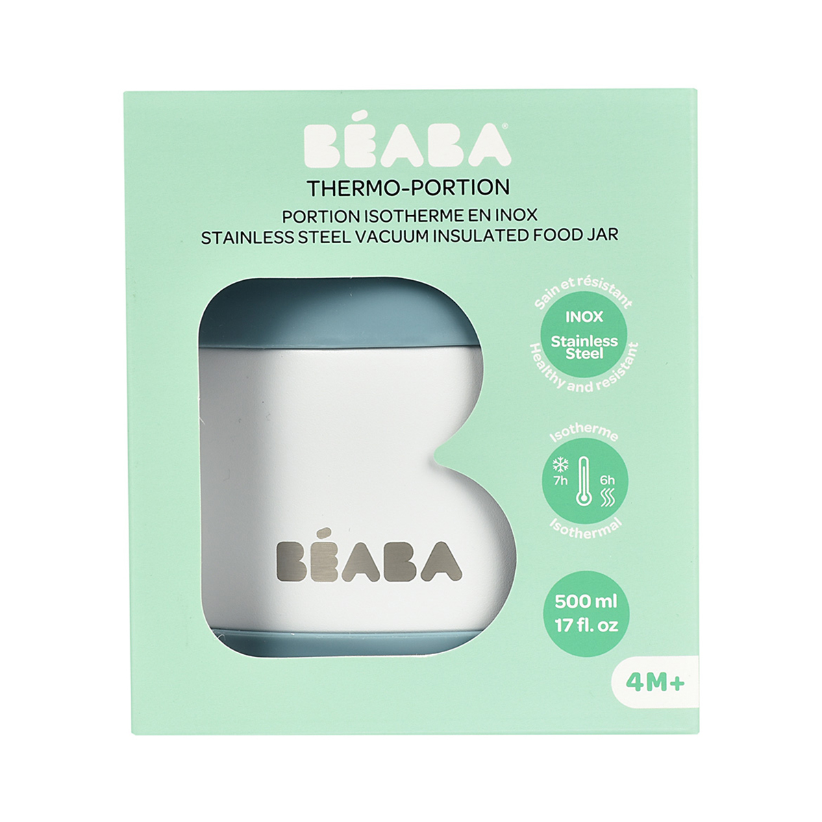 Термоконтейнер для еды, детского питания BEABA THERMO-PORTION INOX 500 мл синий - фото 6