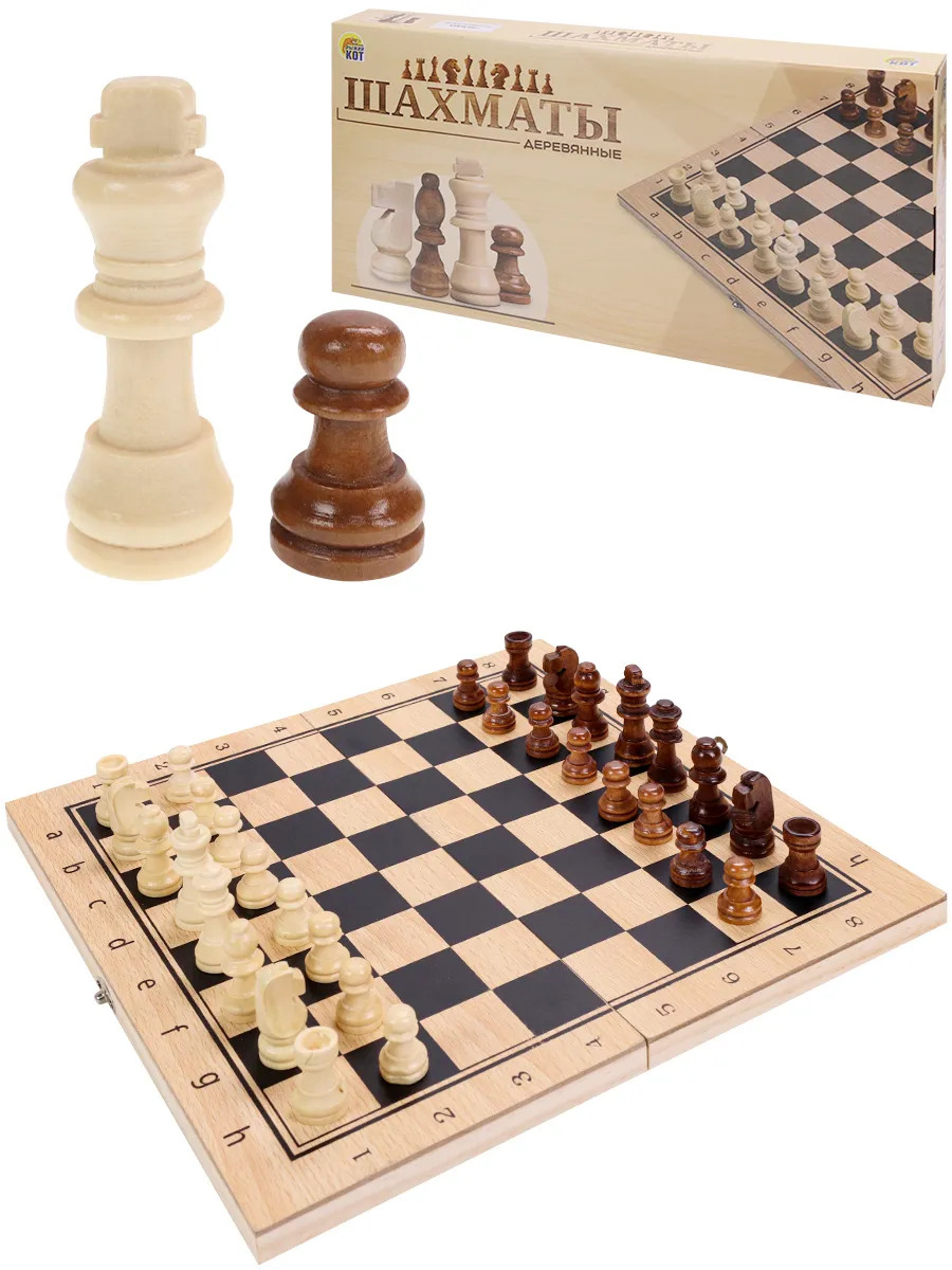Настольная игра Рыжий кот Шахматы деревянные в коробке - фото 3