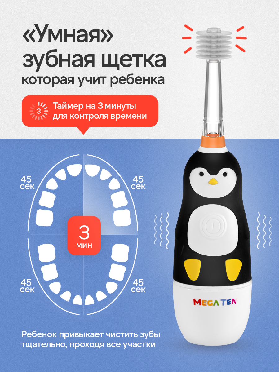 Зубная щетка электрическая Mega Ten kids sonic - фото 14