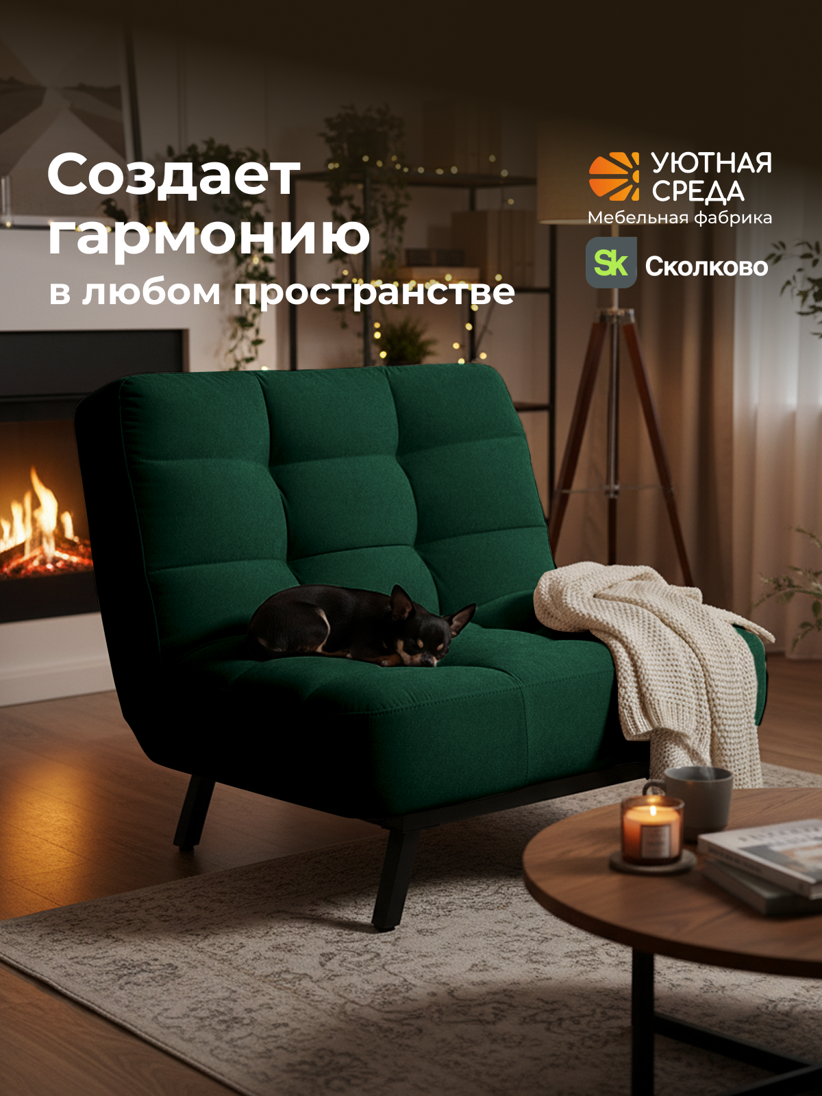 Кресло Уютная среда зеленый велюр зеленый - фото 19