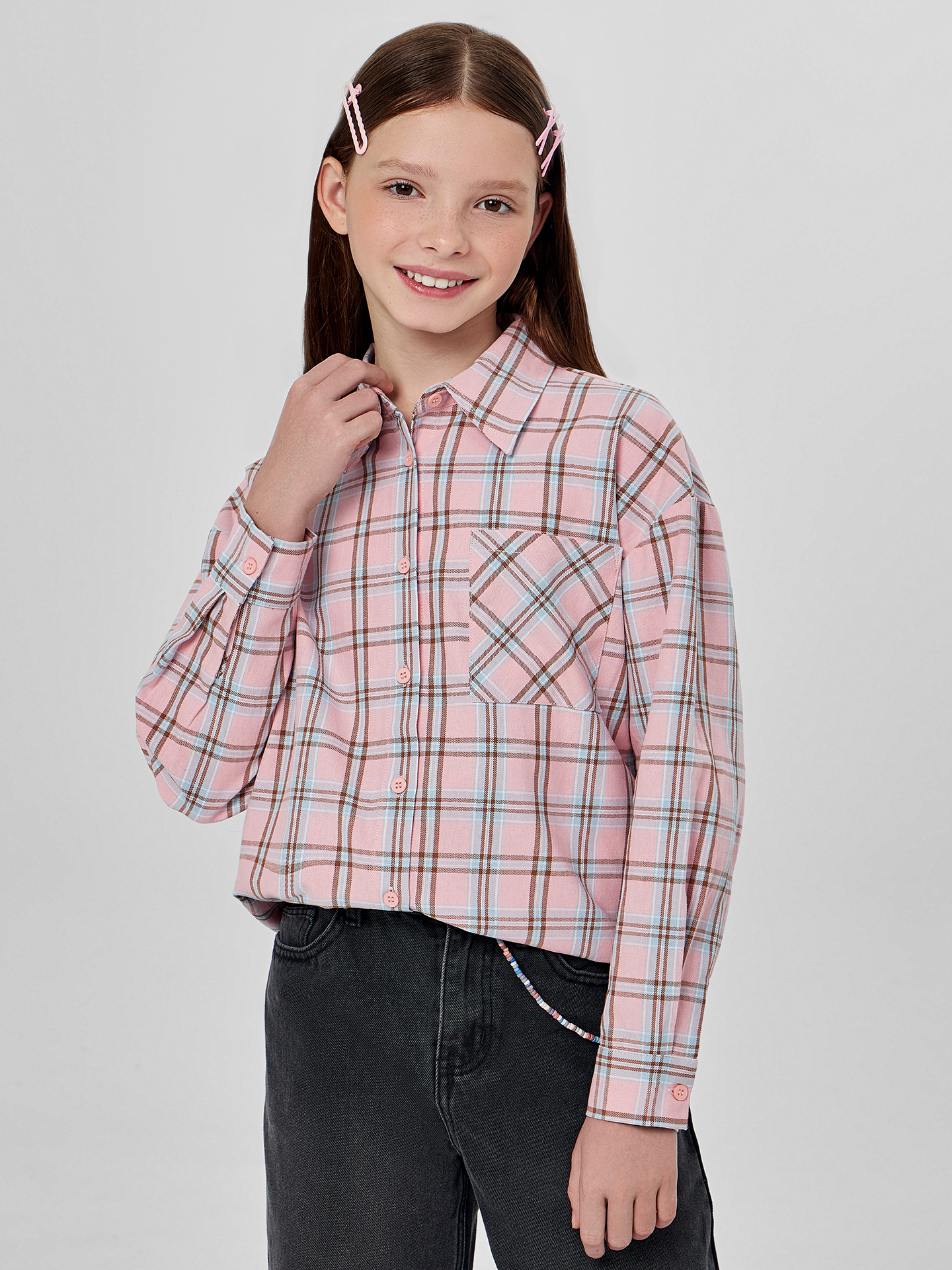 Рубашка Mark Formelle (Марк Формэль) 127981/голубая и розовая клетка - фото 8