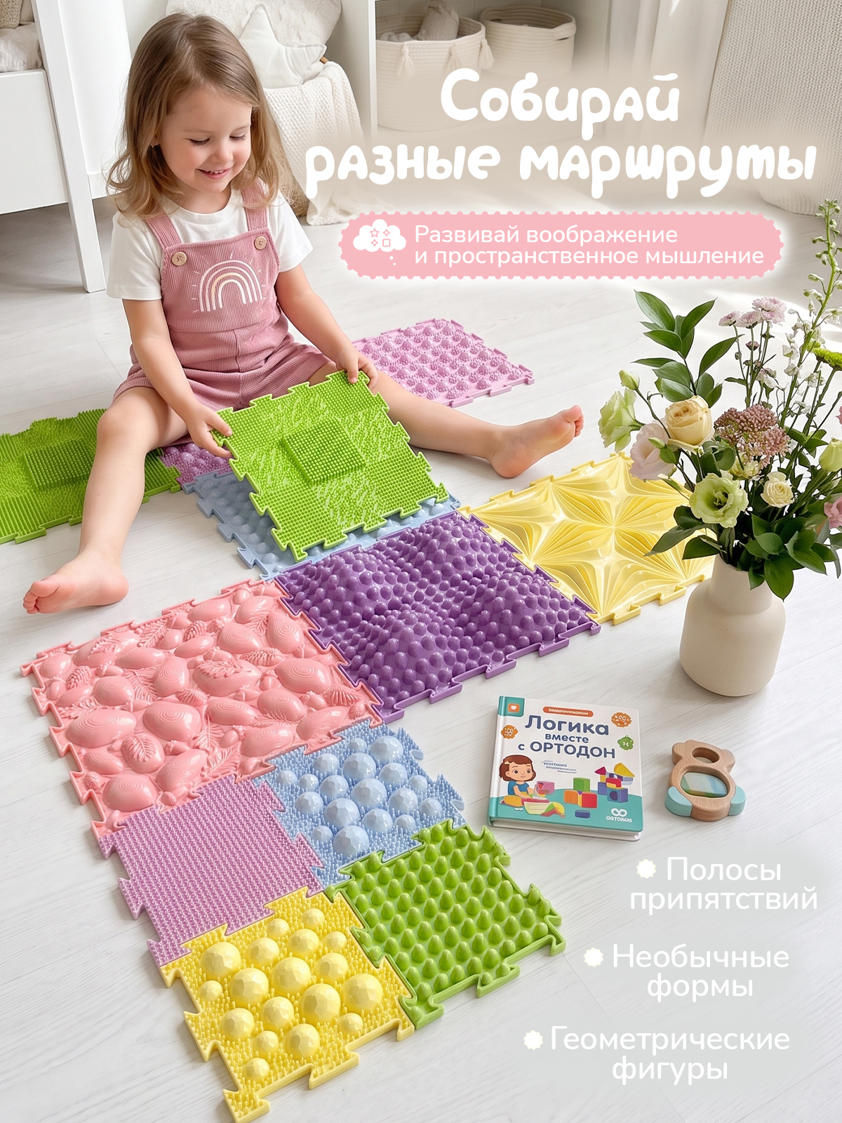 Коврик-пазл Ортодон массажный развивающий детский 26 x 200 см - фото 12