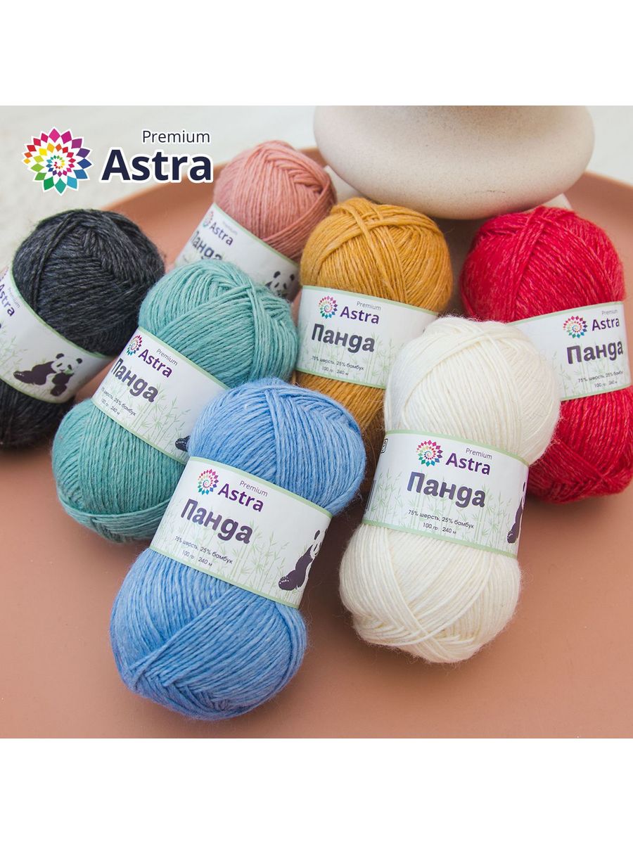 Пряжа Astra Premium Панда Panda шерсть бамбук 100 г 240 м 515 светло - голубой 2 мотка - фото 10