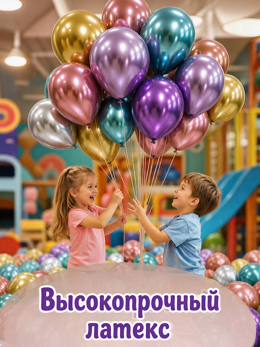 Воздушные шарики для праздника Bebelot хромированные 100 шт. размер 30 см - фото 3