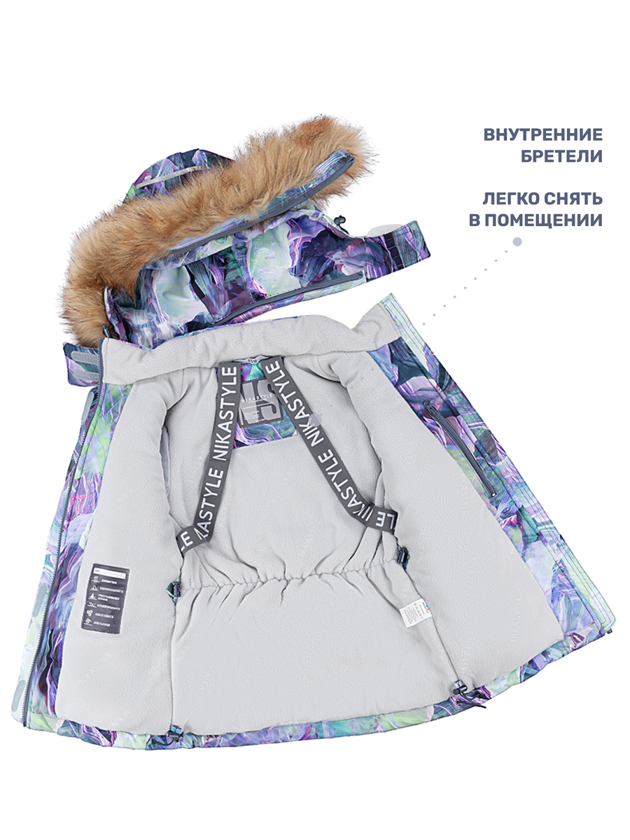 Куртка и полукомбинезон NIKASTYLE 7з1424 лаванда/серый - фото 9