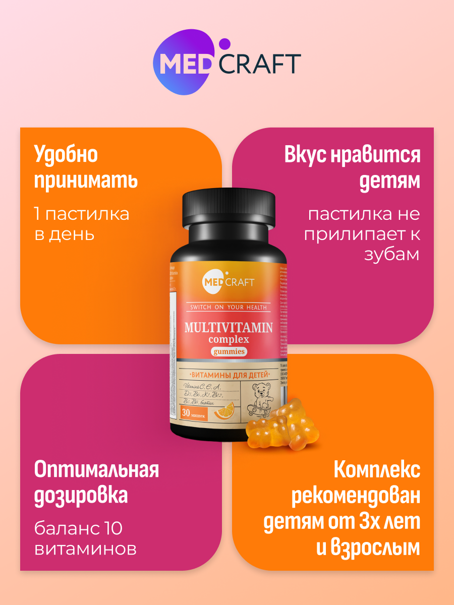 Набор MedCraft Витамины для детей Витамишки Цитрат магния и Мультивитамины - фото 14