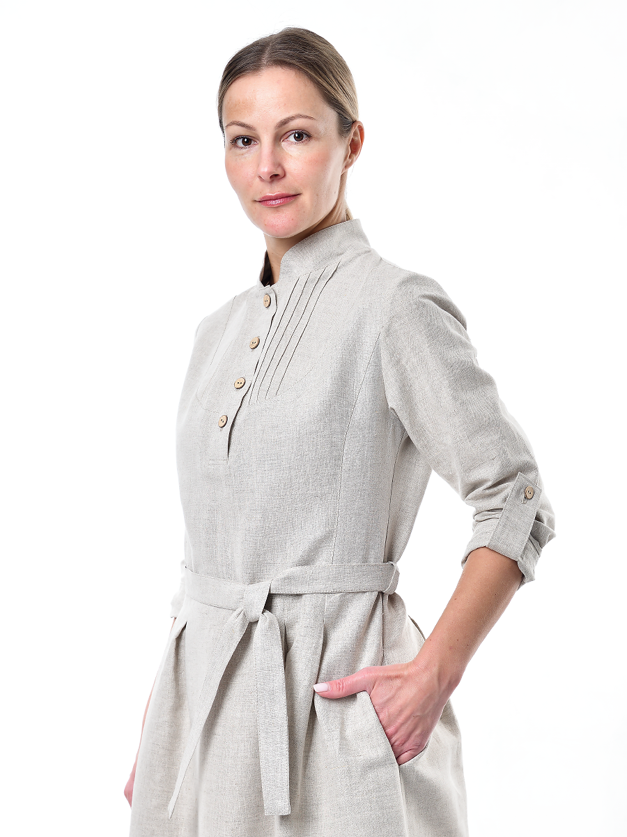 Платье Льняная Горница пл025-02/светло-серый - фото 6