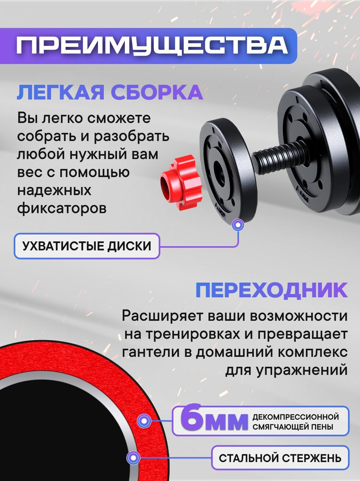 Набор блинов с грифом БлинДаГриф Гантель 12кг 2шт - фото 6