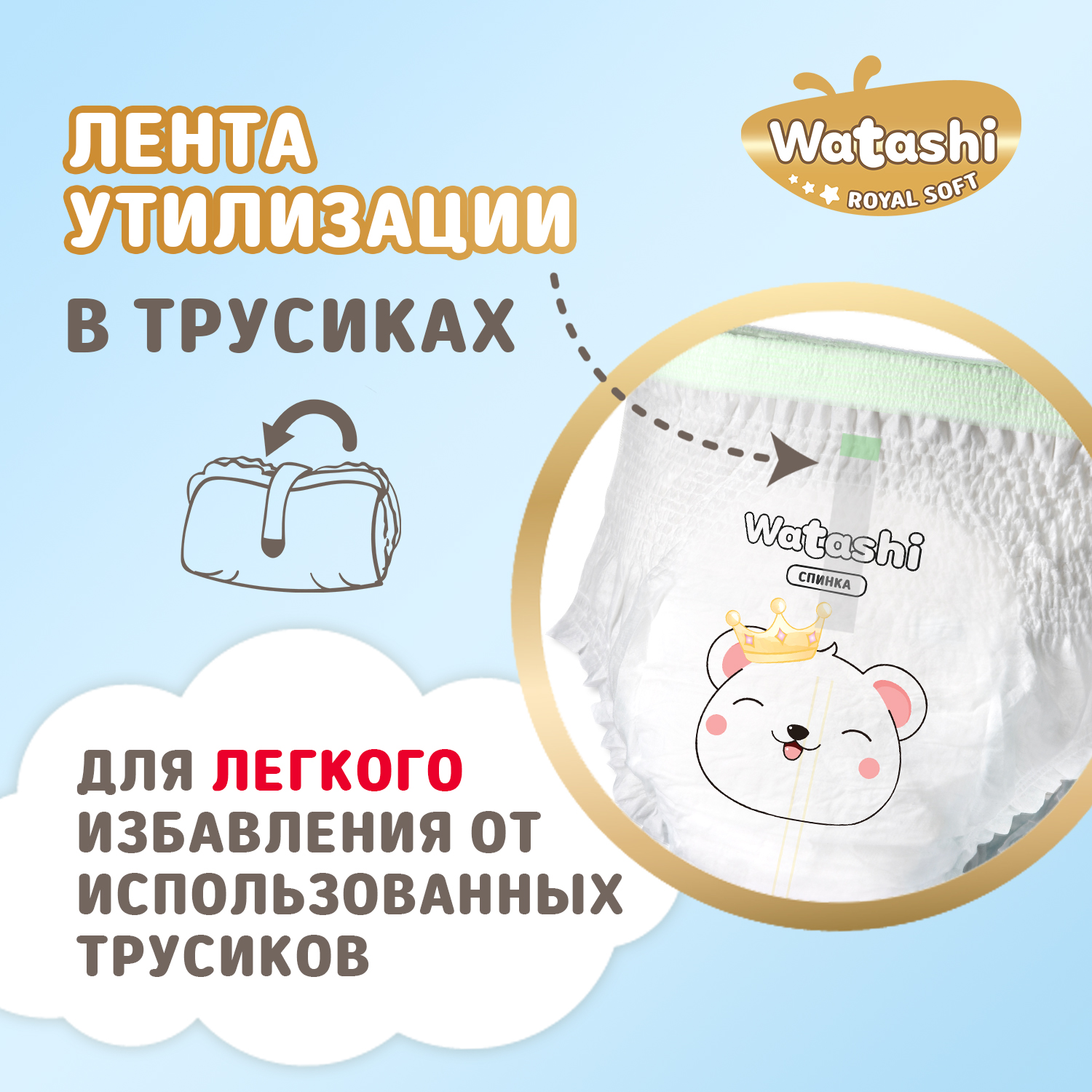 Трусики WATASHI Royal Soft Royal Soft 3 (6-10 кг) 68 шт. - фото 9