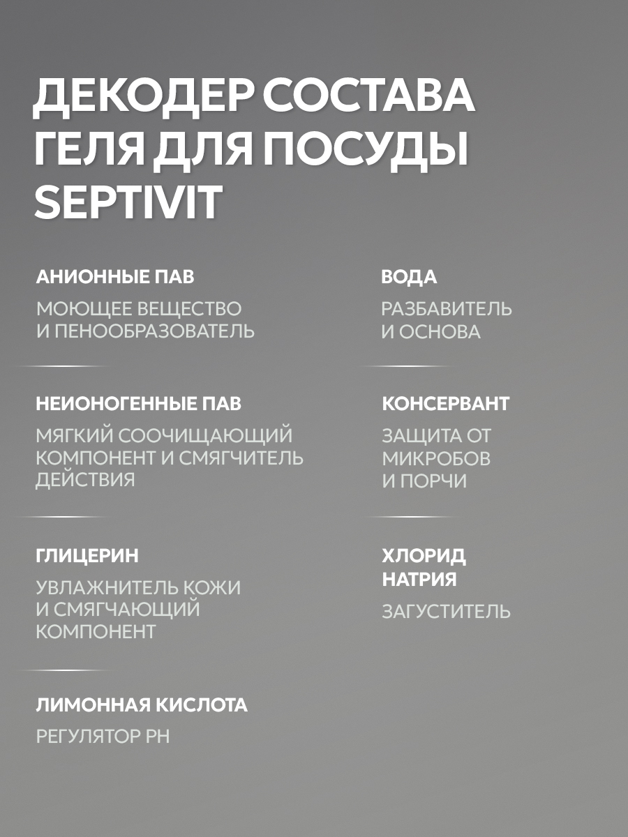 Средство для мытья посуды SEPTIVIT без запаха 5000 мл - фото 11