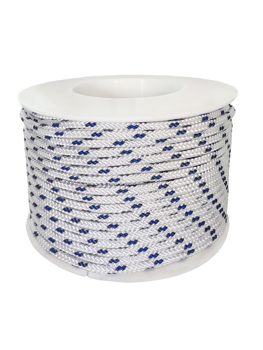 Шнур полиамидный Solaris на катушке 4 мм х 25 м, Белый, с синей маркировочной нитью - фото 1