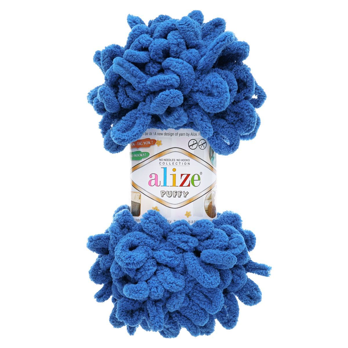 Пряжа для вязания Alize puffy 100 г 9 м микрополиэстер фантазийная плюшевая 637 джинс 5 мотков - фото 5