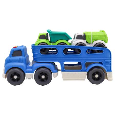 Игрушка Funky Toys Эко-грузовик с функциями свет/звук с 2 машинками Синий 30 см FT0416302