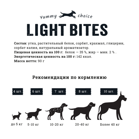 Лакомство для собак LIGHT BITES 90г Утиное филе