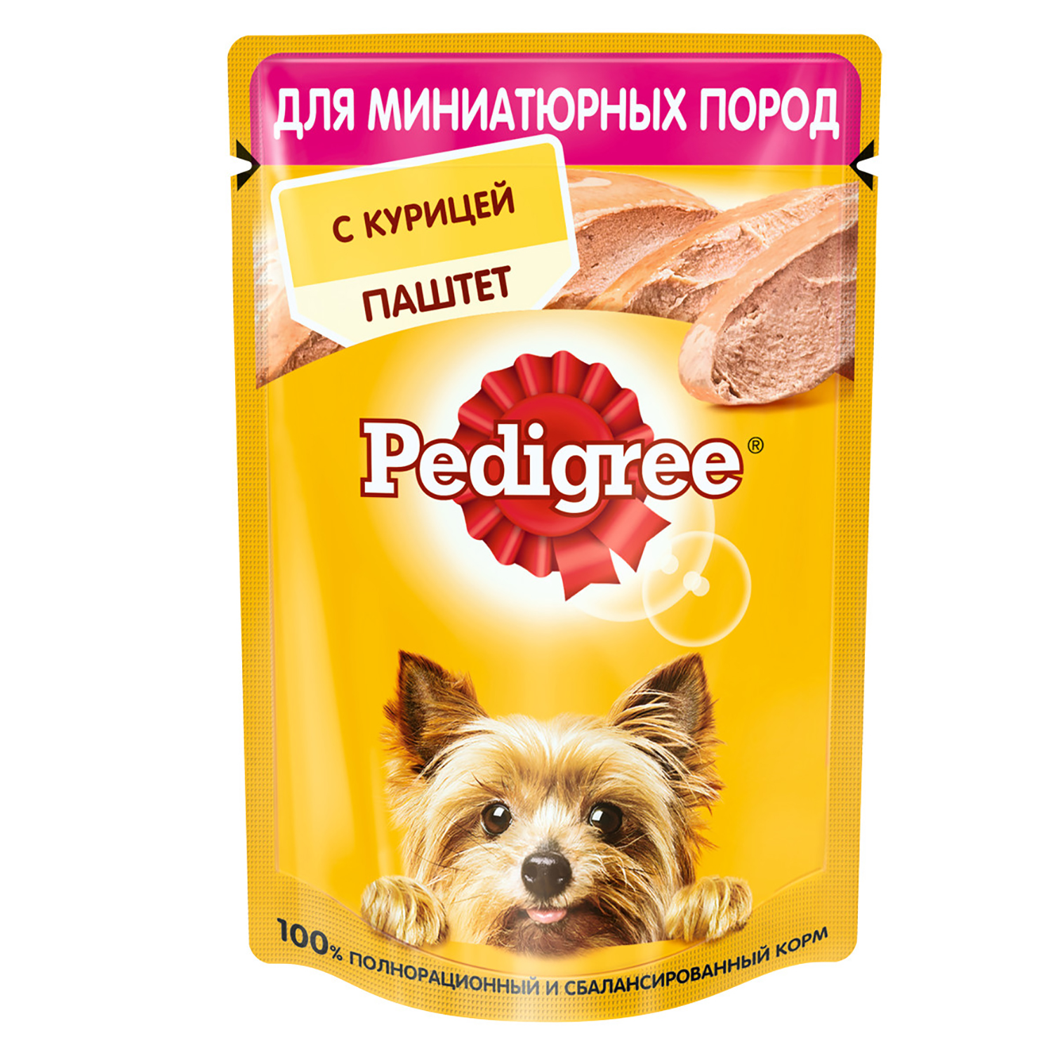 Корм для собак Pedigree миниатюрных пород паштет курица консервированный 80г - фото 1