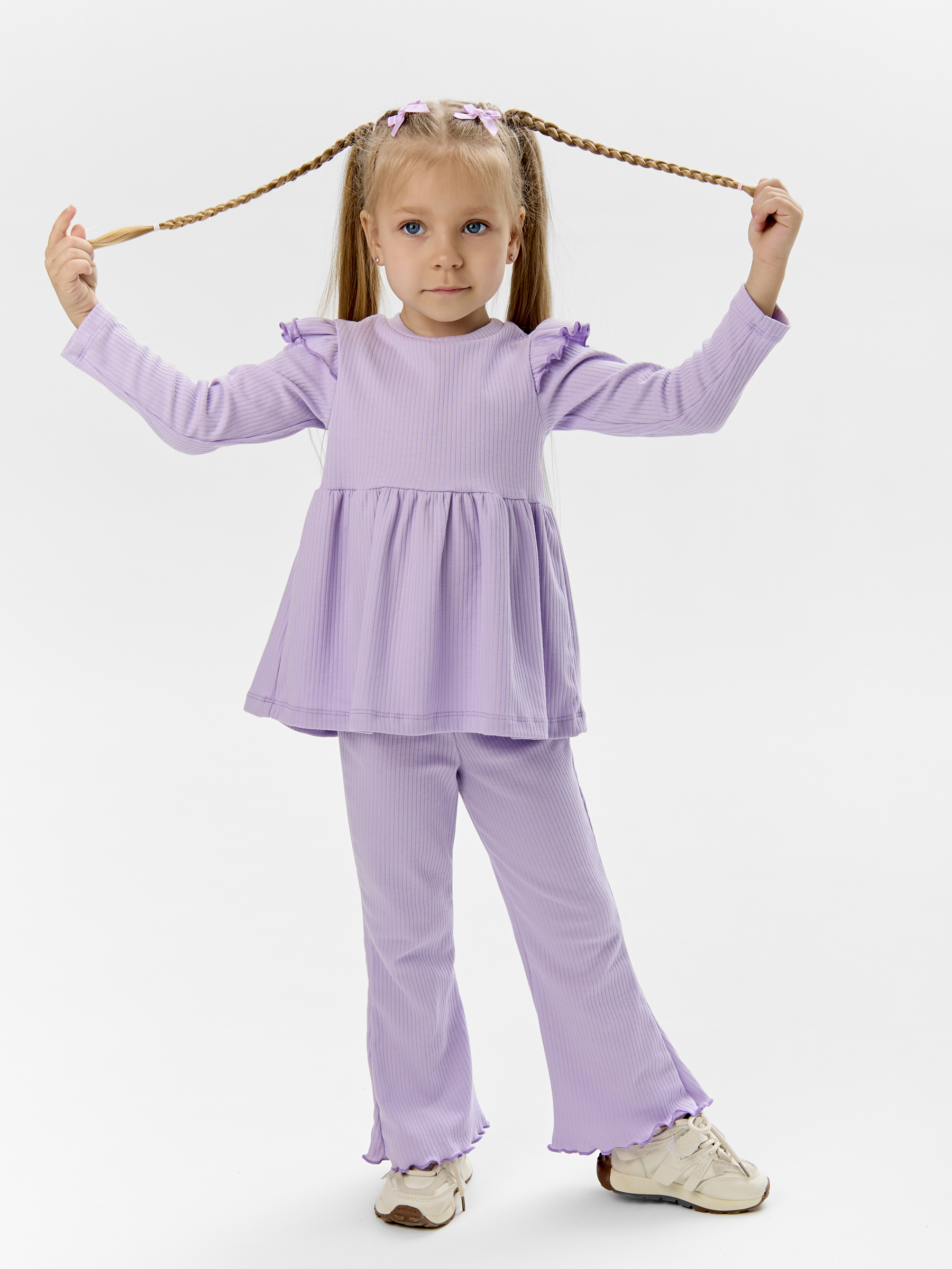 Лонгслив и брюки LEVAKIDS костюм_ласточка_сирень - фото 3