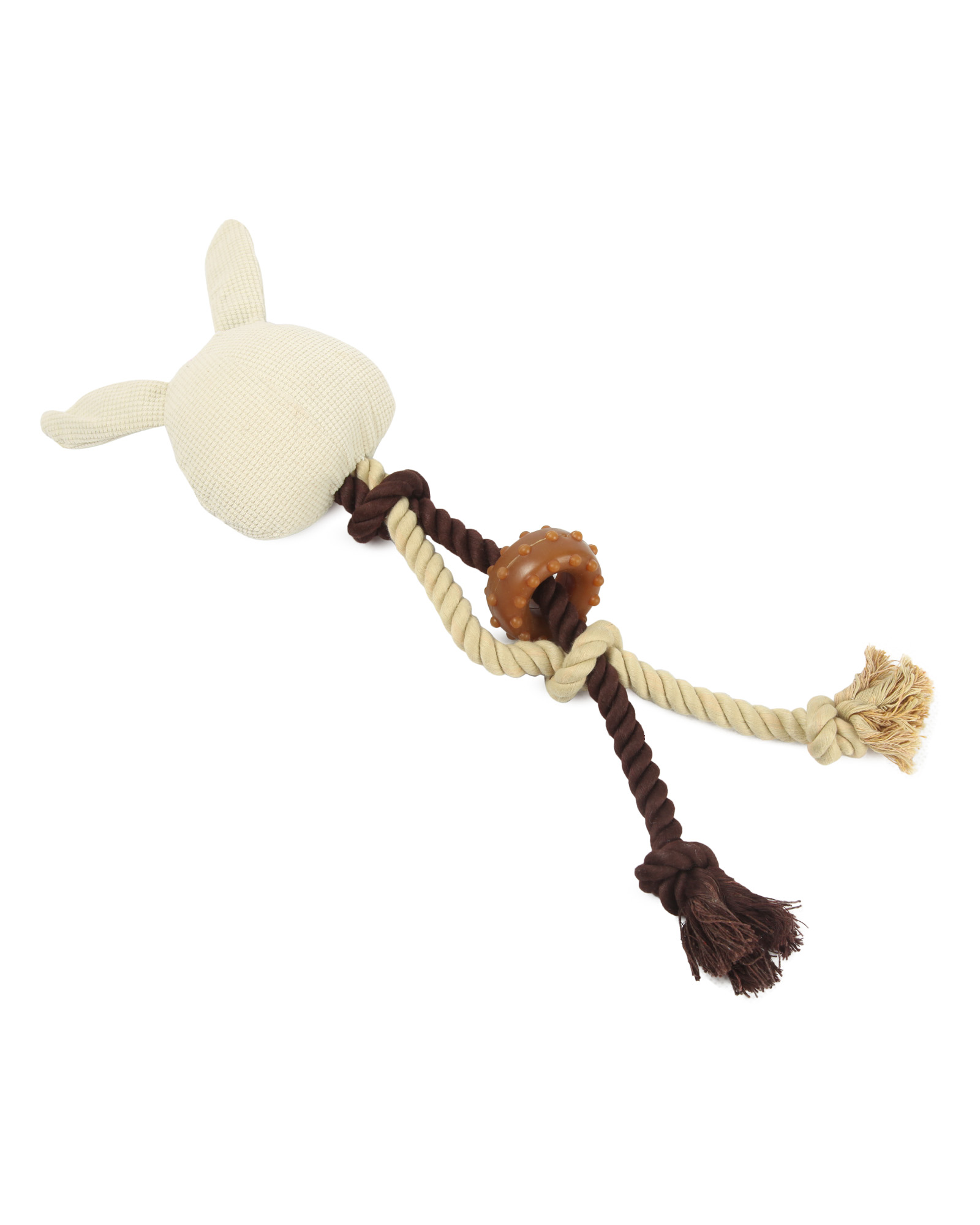 Игрушка для собак Barbaks Заяц Ануфрий мягкий с пищалкой и канатиком 45*10см - фото 6