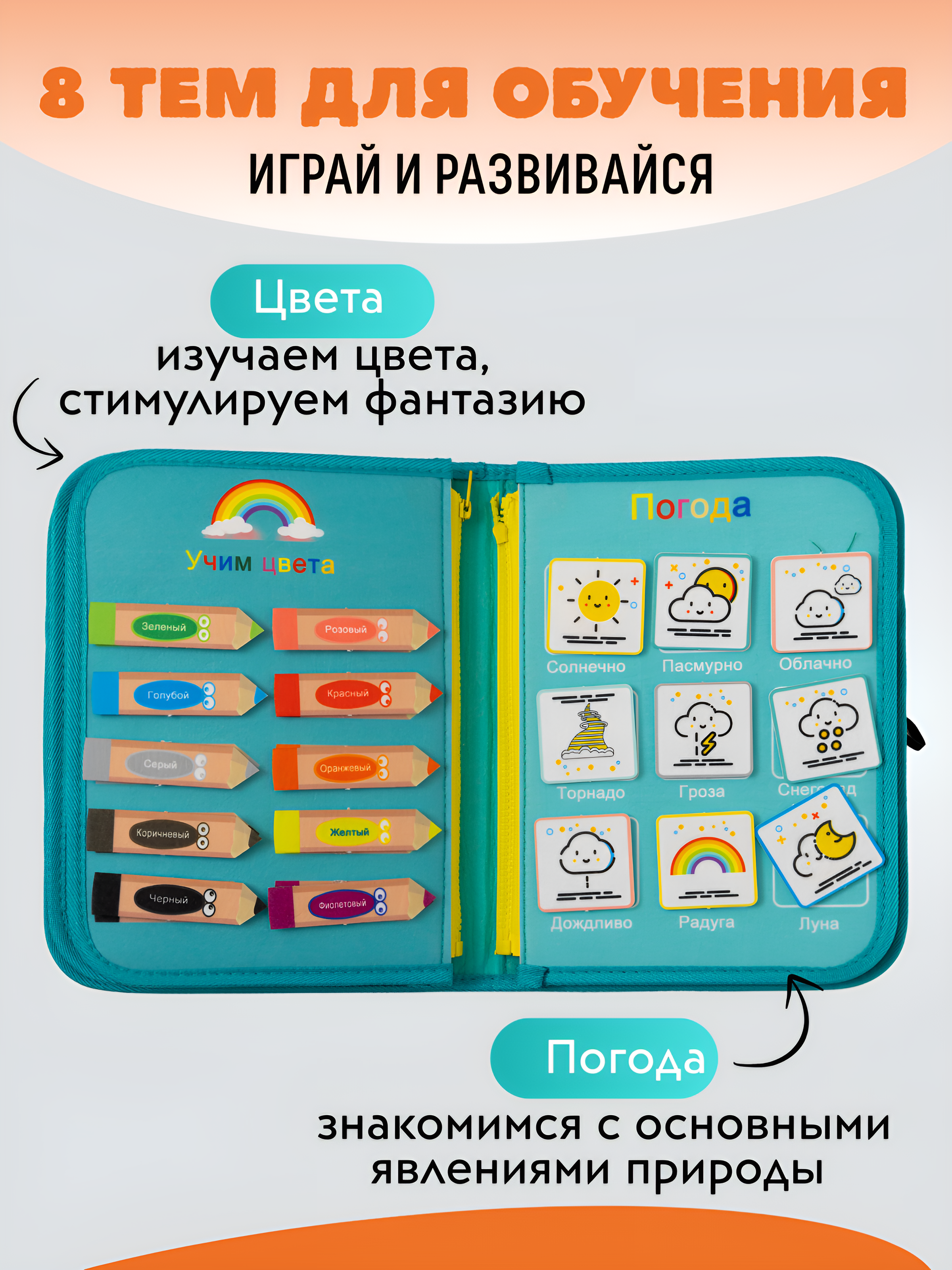 Игрушка DiaDan бизиборд Развивающая книжка бизиборд - фото 5