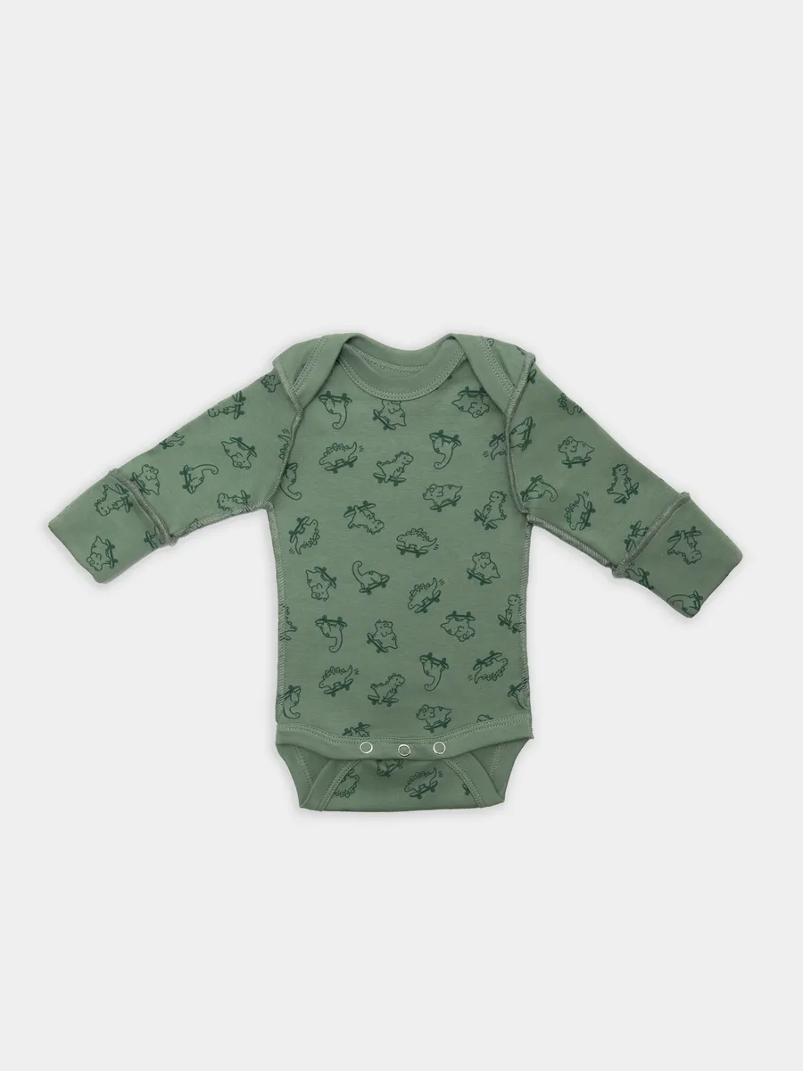 Боди 2 шт Mark Formelle (Марк Формэль) 13016-1-2/тигрята на пудре +динозавры на зеленом - фото 11