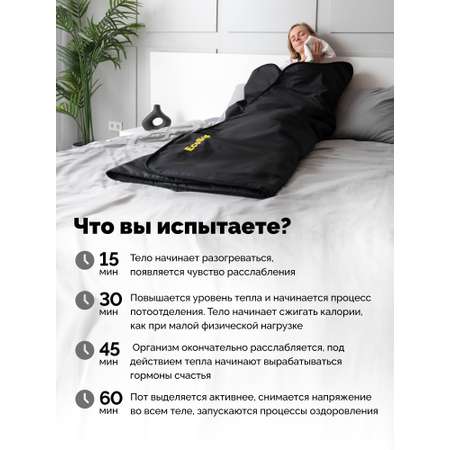 Термоодеяло для обертывания и инфракрасной сауны EcoSapiens Infrasauna 220х180 см черное