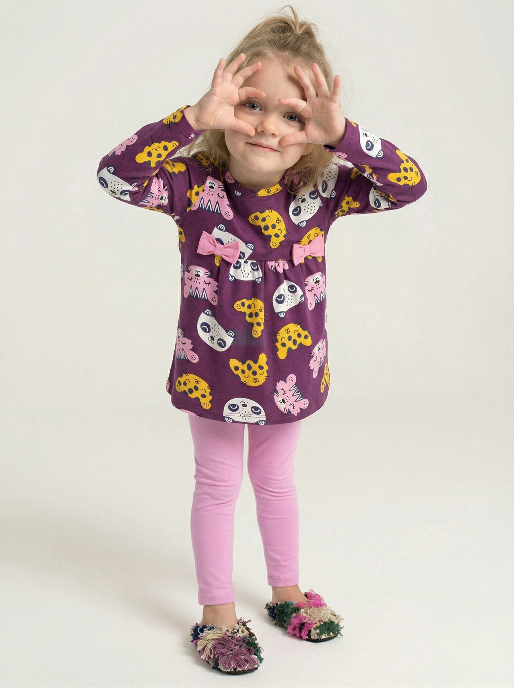 Изображение товара Детский комплект для девочки с джемпером и легинсами, натуральный хлопок