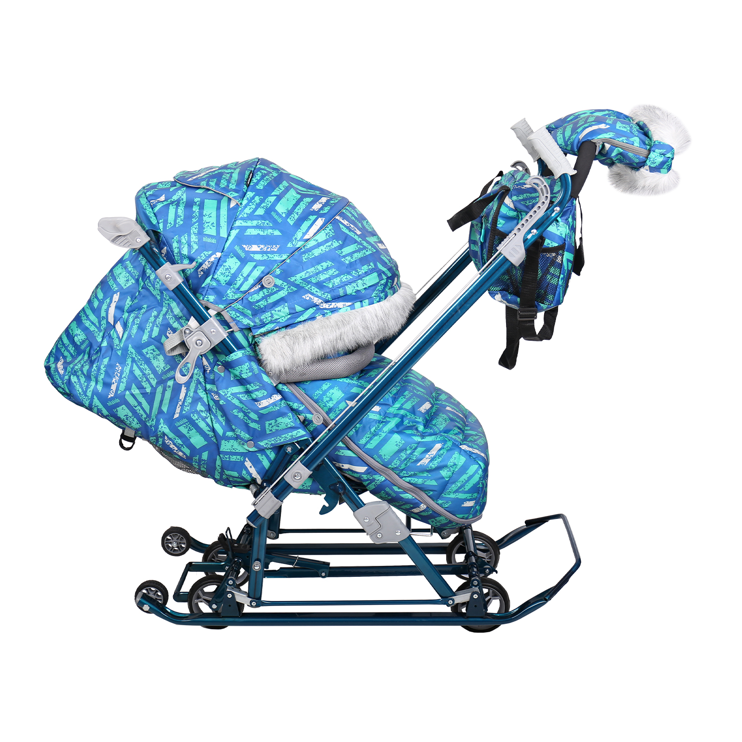 Санки-коляска Ника Синий - фото 3