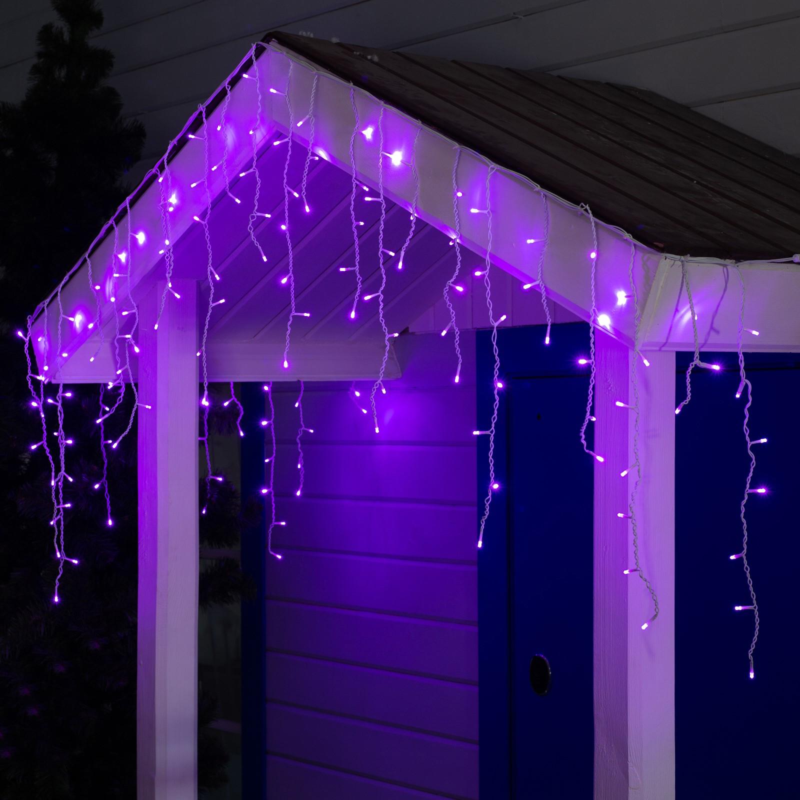 Гирлянда Luazon «Бахрома» IP44 УМС белая нить 160 LED свечение фиолетовое 220 В - фото 1