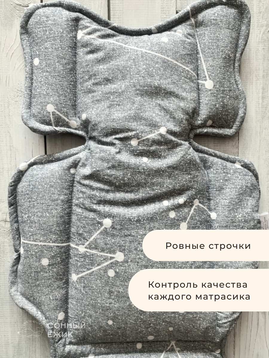 Вкладыш Сонный ежик Матрасик в коляску Светло-серый созвездия - фото 9