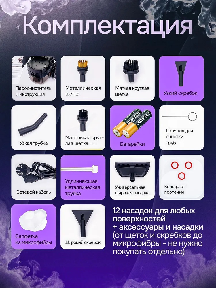 Пароочиститель для уборки дома с тряпкой CASTLELADY перчатками и воронкой профессиональный мощный парогенератор 2500 Вт, 4,7 Бар - фото 6