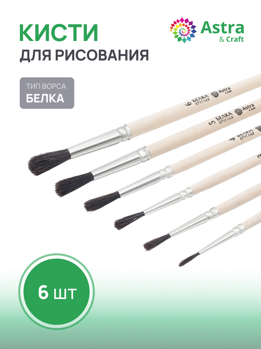 Кисть Astra Craft 6 шт. (белка) - фото 1