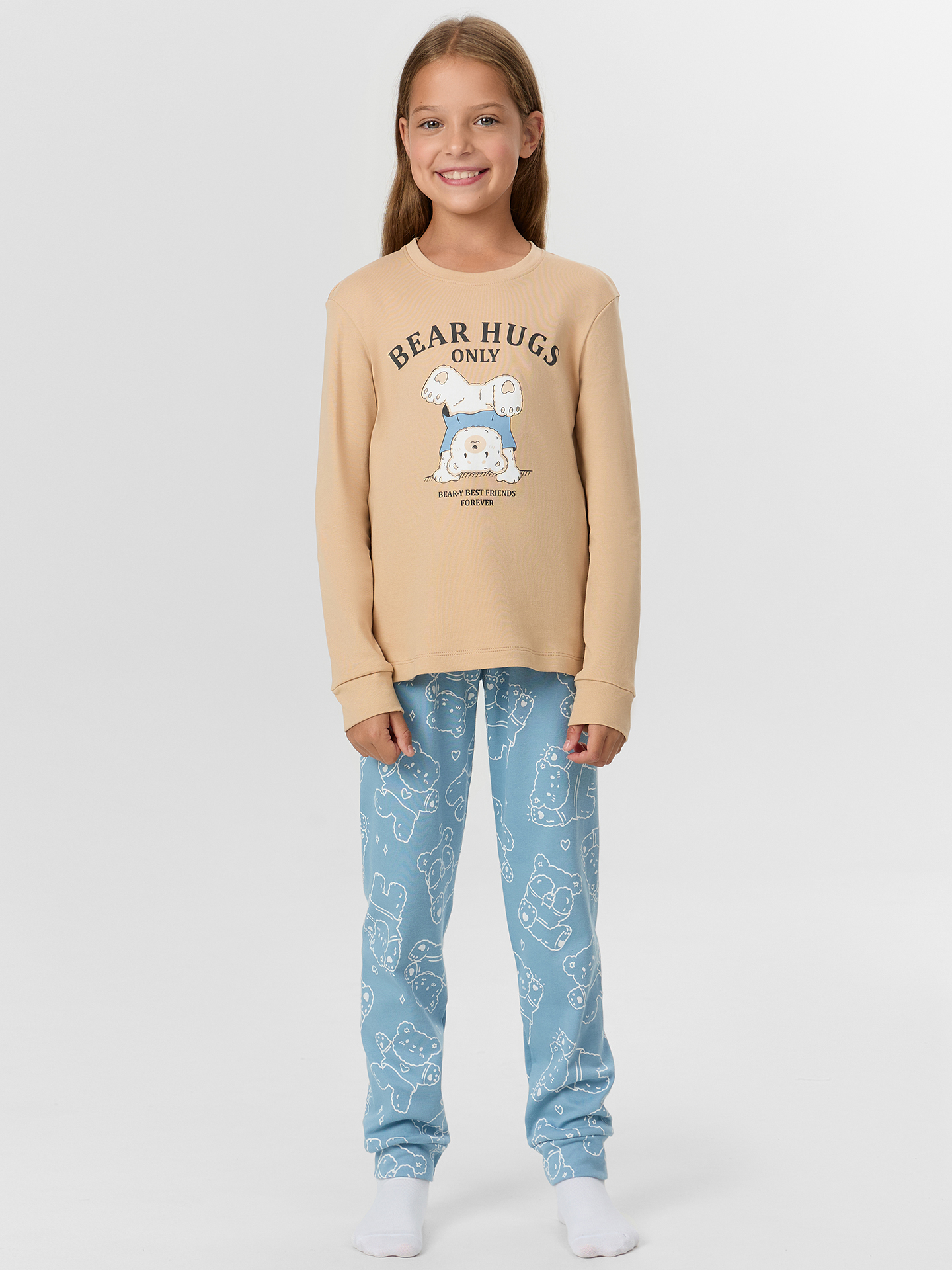 Пижама Mark Formelle (Марк Формэль) 567743/обжаренный миндаль +мишки на сине -голубом - фото 1