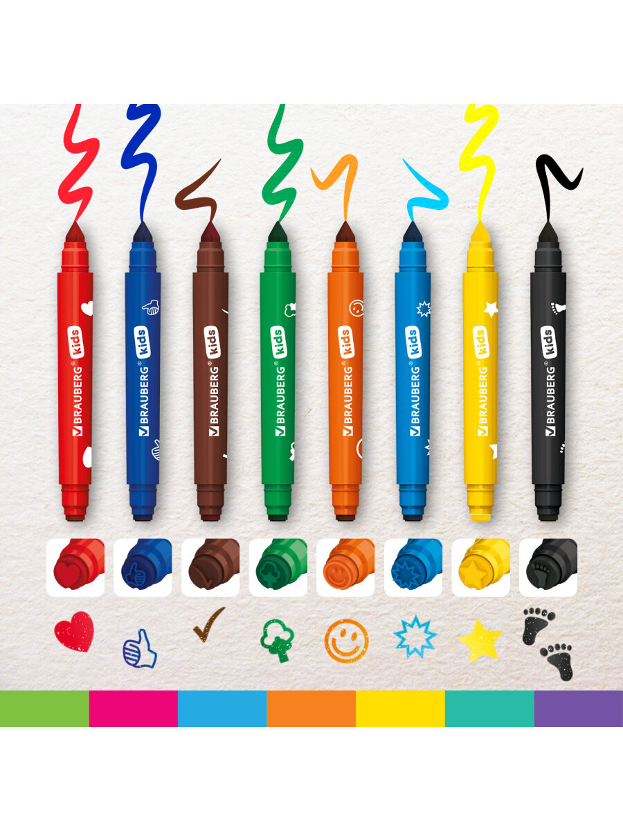Фломастеры Brauberg двусторонние 8 цв. - фото 7