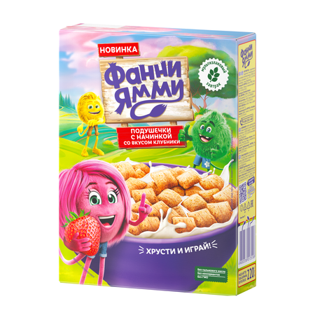 Подушечки Фанни Ямми мультизлаковые с клубничной начинкой 220г
