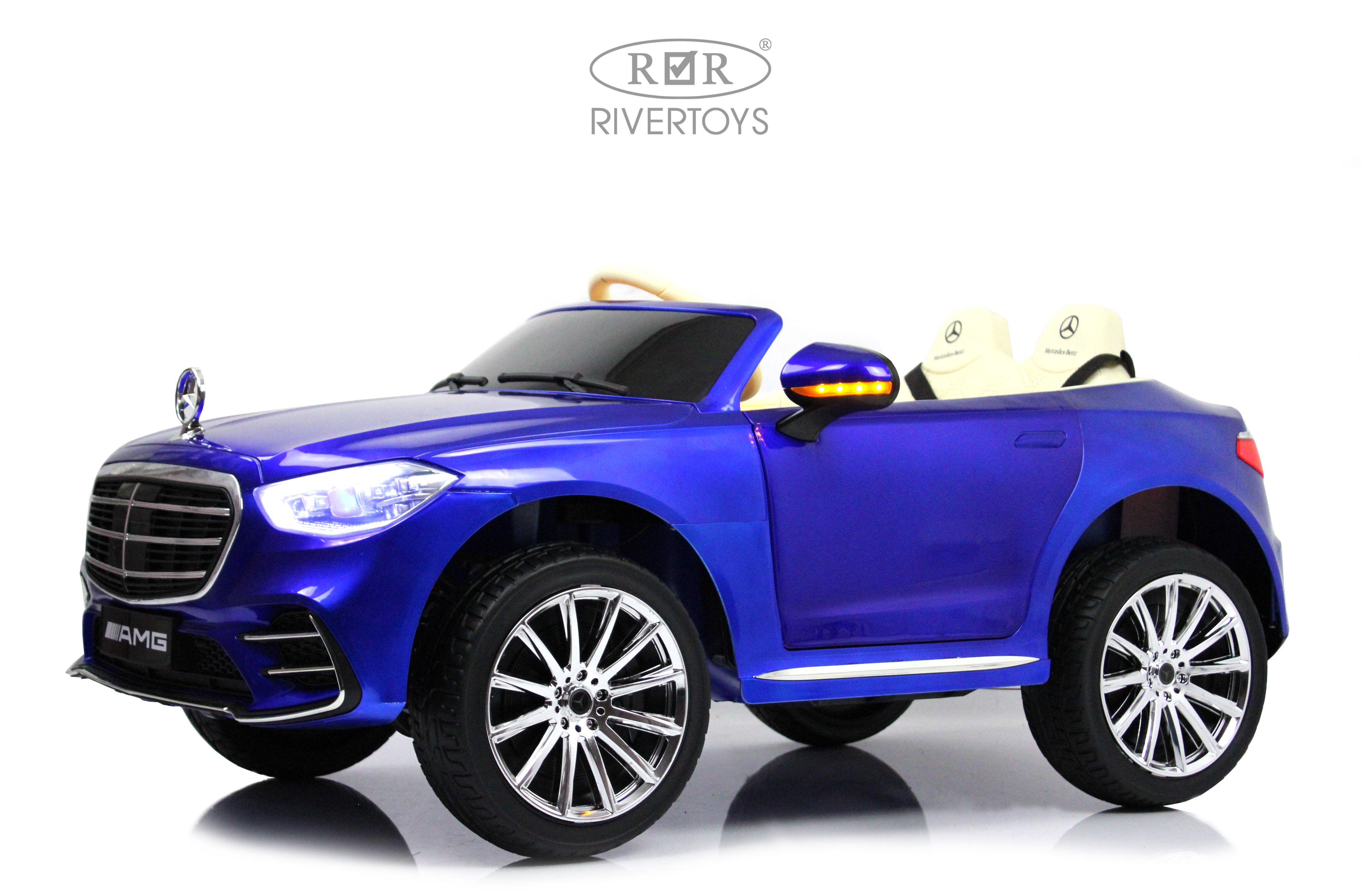 Электромобиль RIVERTOYS Mercedes М333БХ-BLUE-GLANEC С пультом ДУ - фото 9